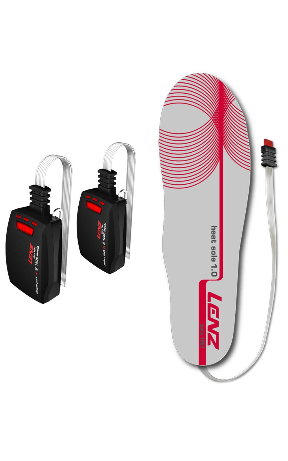 SET - LENZ Heat Sole 1.0 + batteries lithium pack insole rcB 1200