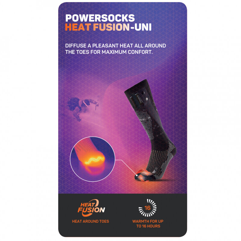 Chaussettes ski chauffantes Powersocks Heat Fusion Women + Batteries