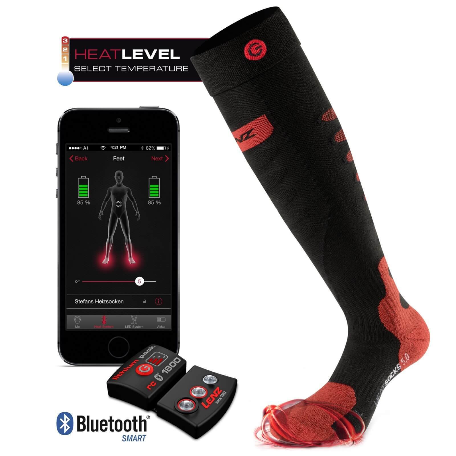 SET - Heated socks LENZ 5.0 Toe Cap + batteries lithium pack rcB 1200