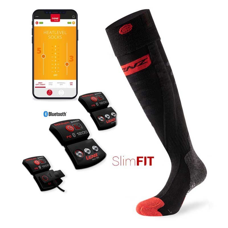 SET - Heated socks LENZ 5.0 Toe Cap Slim Fit + batteries lithium pack rcB 1200